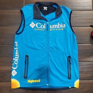 Columbia Omni-Shade Blue Highroad Sleeveless Full Zip Cycling Vest Men's Size L